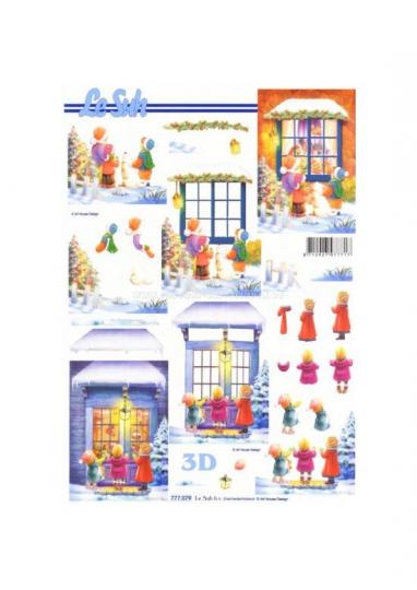 LeSuh 3D Bogen Weihnachten Kinder am Fenster/Tür 