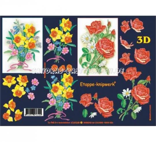 LeSuh 3D Etappenbogen Narzisse und Rose blau 
