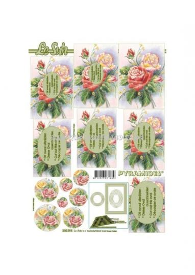 LeSuh 3D Pyramiden Bogen Rosen rot/gelb 