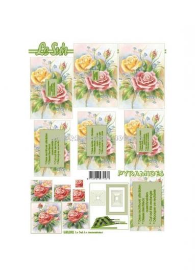 LeSuh 3D Pyramiden Bogen Rosen rot/gelb 