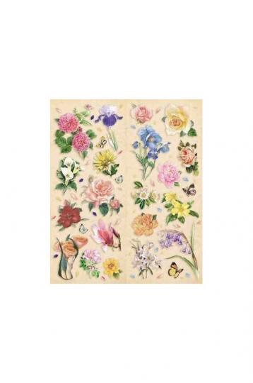 LeSuh Geprägte Stickers 24,5 x 30cm, selbstklebend Blumen Schmetterlinge 