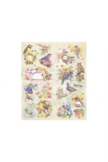 LeSuh Geprägte Stickers 24,5 x 30cm, selbstklebend Blumen Vögel 