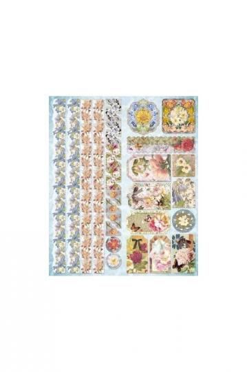 LeSuh Geprägte Stickers 24,5 x 30cm, selbstklebend Blumen m. borders 