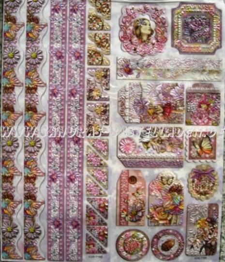 LeSuh Geprägte Stickers 24,5 x 30cm, selbstklebend Blumenkinder rosa 