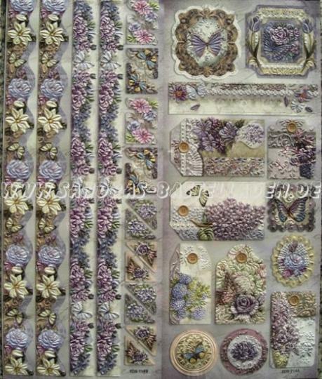 LeSuh Geprägte Stickers 24,5 x 30cm, selbstklebend Schmetterlinge/Blumen 