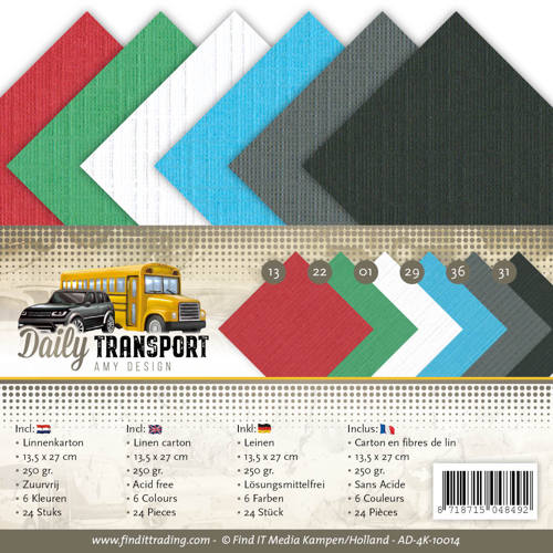 Leinenkartonpack - 13,5 x 27 cm- Amy Design - Daily Transport – 250gr - 