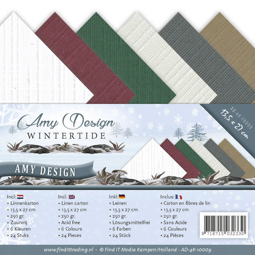 Leinenkartonpack - 13,5 x 27 cm- Amy Design - Wintertide – 250gr - 