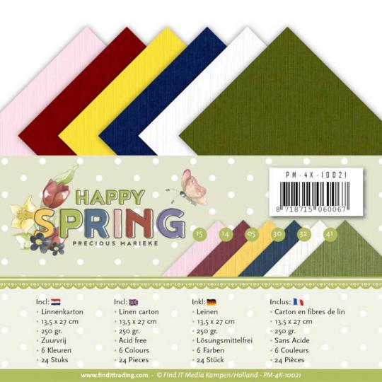 Leinenkartonpack - 13,5 x 27 cm- Precious Marieke - Happy Spring – 250gr - 