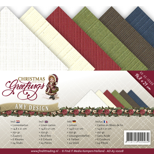 Leinenkartonpack -  DIN A5 - Amy Design - Christmas Greetings  – 250gr - 