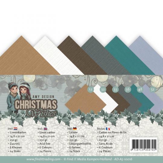Leinenkartonpack -  DIN A5 - Amy Design - Christmas Wishes  – 250gr - 