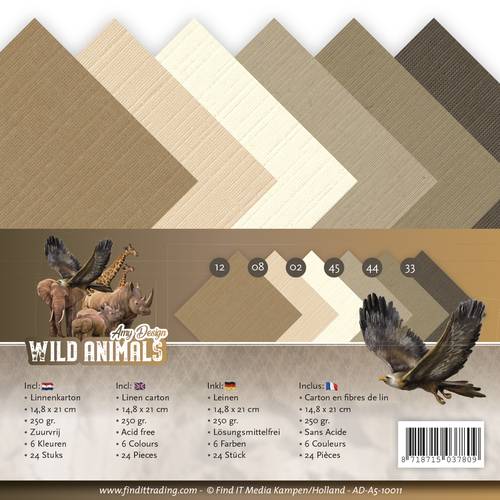 Leinenkartonpack -  DIN A5 - Amy Design - Wild Animals – 250gr - 