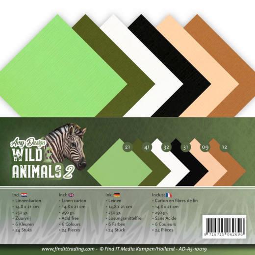 Leinenkartonpack -  DIN A5 - Amy Design - Wild Animals 2 – 250gr - 