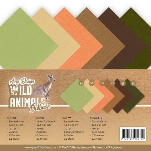 Leinenkartonpack -  DIN A5 - Amy Design - Wild Animals Outback – 250gr - 