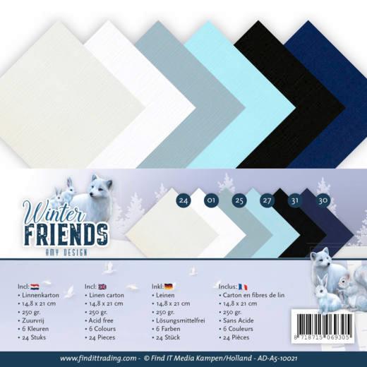 Leinenkartonpack -  DIN A5 - Amy Design - Winter Friends  – 250gr - 