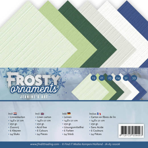 Leinenkartonpack -  DIN A5 - Jeanines Art - Frosty Ornaments – 250gr - 