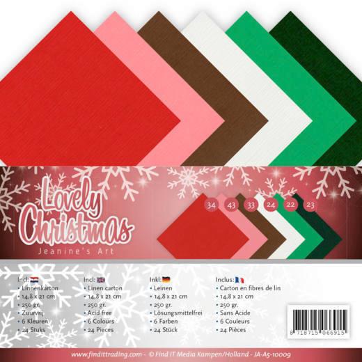 Leinenkartonpack -  DIN A5 - Jeanines Art - Lovely Christmas – 250gr - 