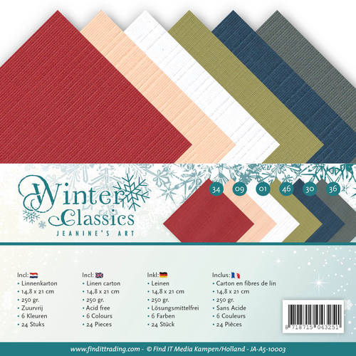 Leinenkartonpack -  DIN A5 - Jeanines Art - Winter Classics – 250gr - 