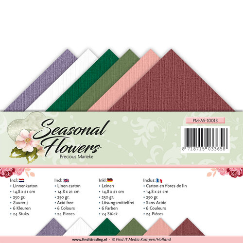 Leinenkartonpack -  DIN A5 - Precious Marieke - Seasonal Flowers – 250gr - 