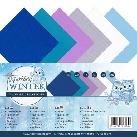 Leinenkartonpack - DIN A5 - Yvonne Creations - Sparkling Winter – 250gr - 