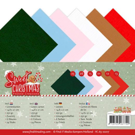 Leinenkartonpack - DIN A5 - Yvonne Creations - Sweet Christmas – 250gr - 