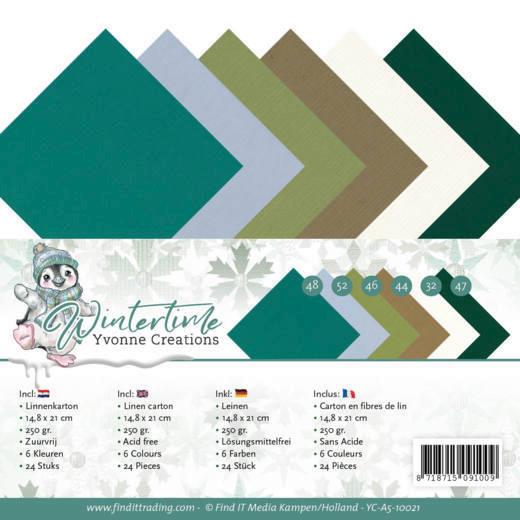 Leinenkartonpack - DIN A5 - Yvonne Creations - Winter Time – 250gr - 