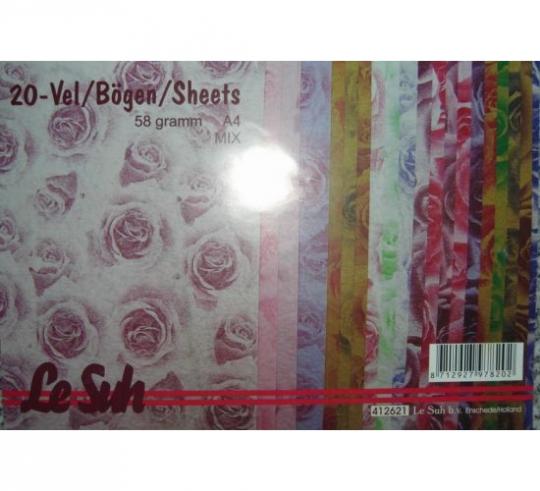 Lesuh 20 Bögen A4/ Rosen Papier sort. 