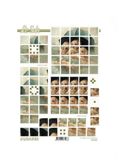 Lesuh 3D Squares Hund mit Regenschirm 