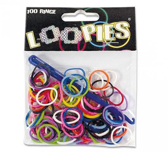 Loopies© Loom, 100 Stück, Gummiringe opak farbig sortiert 