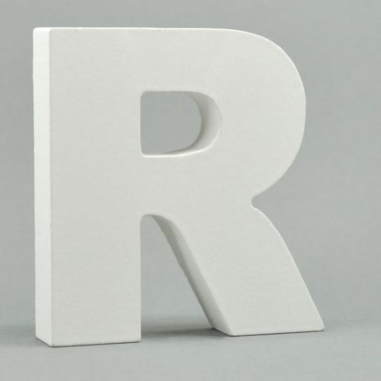 MDF-Holz 3D Buchstaben und Zahlen -weiß- H10cm x Stärke 1,8cm Buchstabe R Buchstabe R