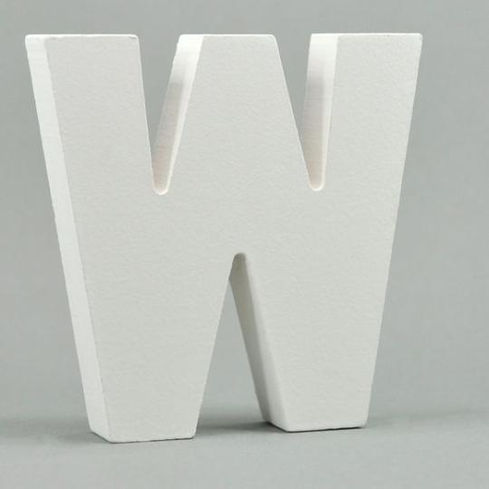 MDF-Holz 3D Buchstaben und Zahlen -weiß- H10cm x Stärke 1,8cm Buchstabe W Buchstabe W