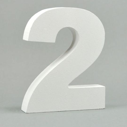 MDF-Holz 3D Buchstaben und Zahlen -weiß- H10cm x Stärke 1,8cm Zahl -2- Zahl -2-