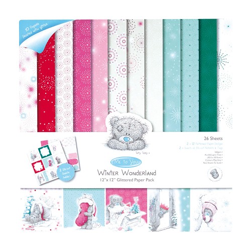 Me To You 12x12 Glitter Paper Pack - Winter Wonderland (26Blatt) - 160gr 
