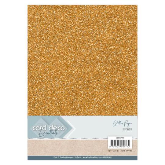 Micro-Glitterkarton DIN A4  230g/m²  - 6 Bögen Bronze Bronze