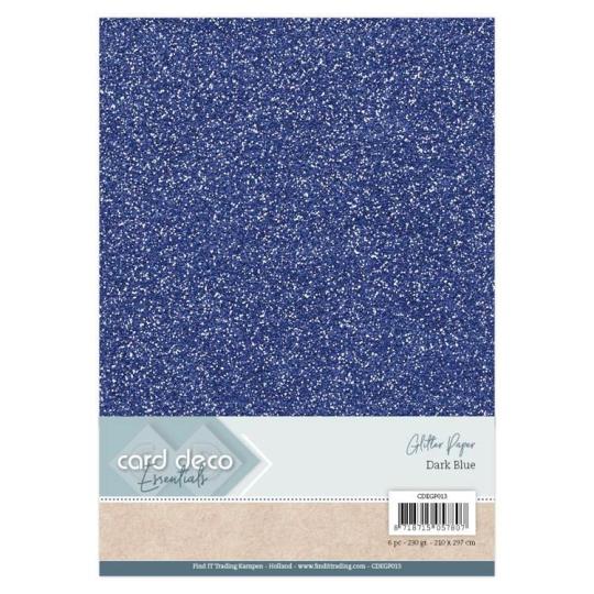 Micro-Glitterkarton DIN A4  230g/m²  - 6 Bögen Dunkel Blau Dunkel Blau