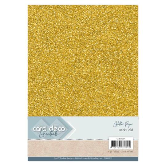 Micro-Glitterkarton DIN A4  230g/m²  - 6 Bögen Dunkel Gold Dunkel Gold