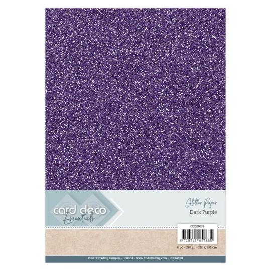 Micro-Glitterkarton DIN A4  230g/m²  - 6 Bögen Dunkel Violett Dunkel Violett