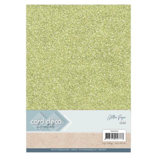 Micro-Glitterkarton DIN A4  230g/m²  - 6 Bögen Gold Gold