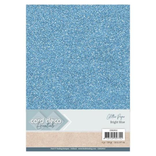 Micro-Glitterkarton DIN A4  230g/m²  - 6 Bögen Hellblau Hellblau