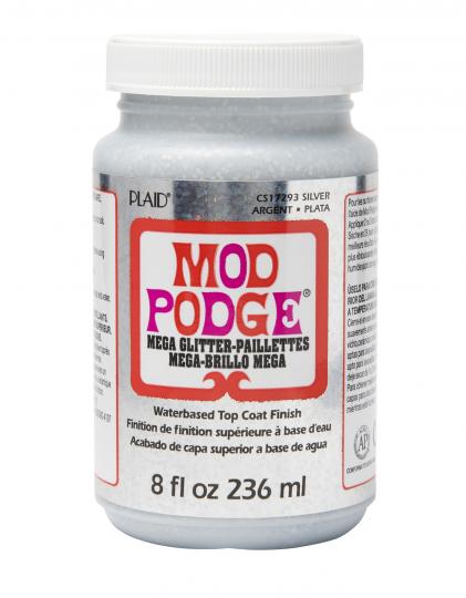 Mod Podge Mega Glitter - Silber - Kleber / Versiegelung / Lack 236ml 