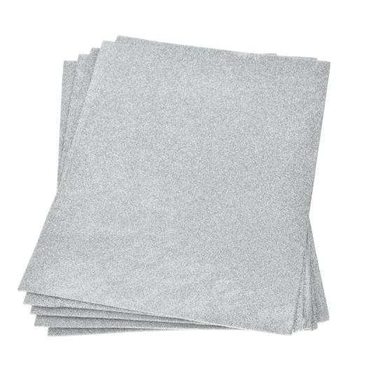 Moosgummiplatte mit Glitter 200x300x 2mm, 1 Stk. silber silber