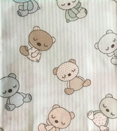Oaki Doki Baumwollstoff Webware "Baby" 50x70cm Teddys Gestreift Hellmint Teddys Gestreift Hellmint
