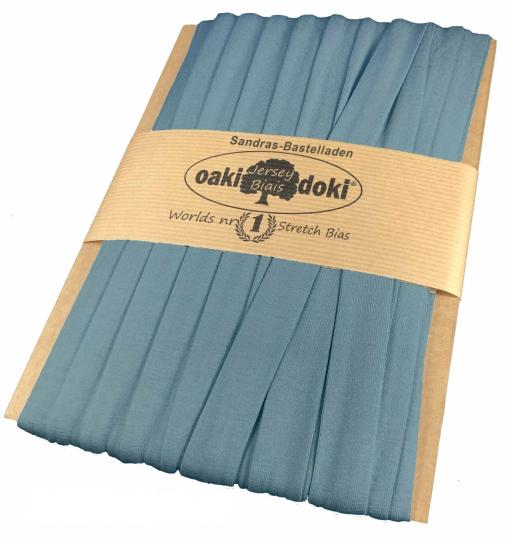 Oaki Doki Schrägband / Einfassband Tricot de Luxe Jersey gefalzt 25m x 20mm 003-Eisblau 003-Eisblau