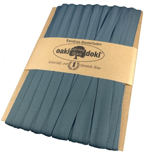 Oaki Doki Schrägband / Einfassband Tricot de Luxe Jersey gefalzt 25m x 20mm 004-Taubenblau 004-Taubenblau