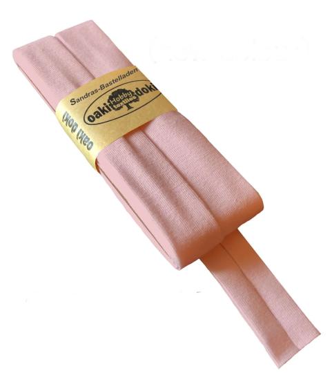 Oaki Doki Schrägband / Einfassband Tricot de Luxe Jersey gefalzt 3m x 20mm 010-Lachs Hell 010-Lachs Hell
