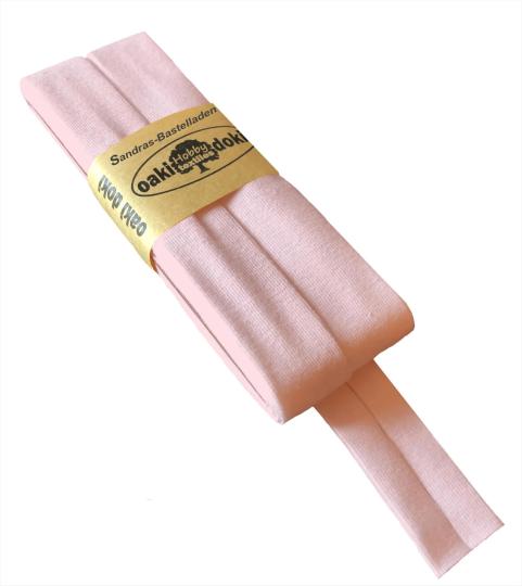 Oaki Doki Schrägband / Einfassband Tricot de Luxe Jersey gefalzt 3m x 20mm 011-Zartrosa 011-Zartrosa