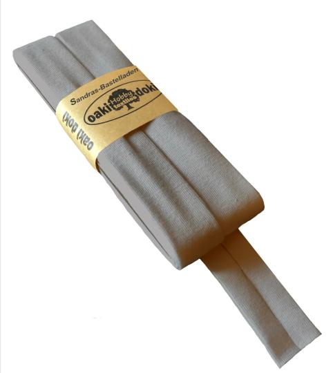 Oaki Doki Schrägband / Einfassband Tricot de Luxe Jersey gefalzt 3m x 20mm 026-Grau 026-Grau