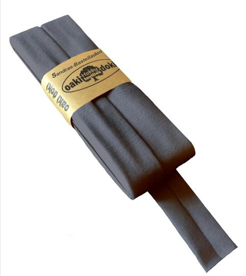 Oaki Doki Schrägband / Einfassband Tricot de Luxe Jersey gefalzt 3m x 20mm 106-Blau Grau 106-Blau Grau