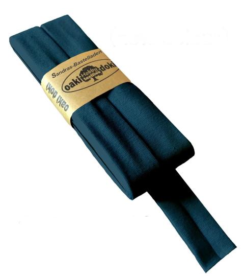 Oaki Doki Schrägband / Einfassband Tricot de Luxe Jersey gefalzt 3m x 20mm 212-Petrol Dunkel 212-Petrol Dunkel