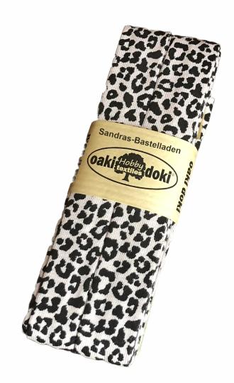 Oaki Doki Schrägband / Einfassband Tricot de Luxe Jersey gefalzt 3m x 20mm 3003-Leopard Soft Rose 3003-Leopard Soft Rose