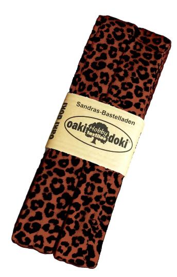 Oaki Doki Schrägband / Einfassband Tricot de Luxe Jersey gefalzt 3m x 20mm 3007-Leopard Bordeaux 3007-Leopard Bordeaux